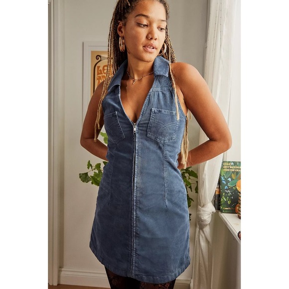BDG Dresses & Skirts - BDG Urban Outfitters Manda Corduroy Mini Dress Blue M Boho Western Retro 80s Y2K